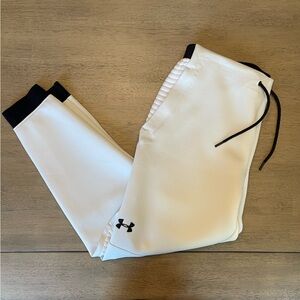 Under Armour White/Silver track Pants with Black Details
